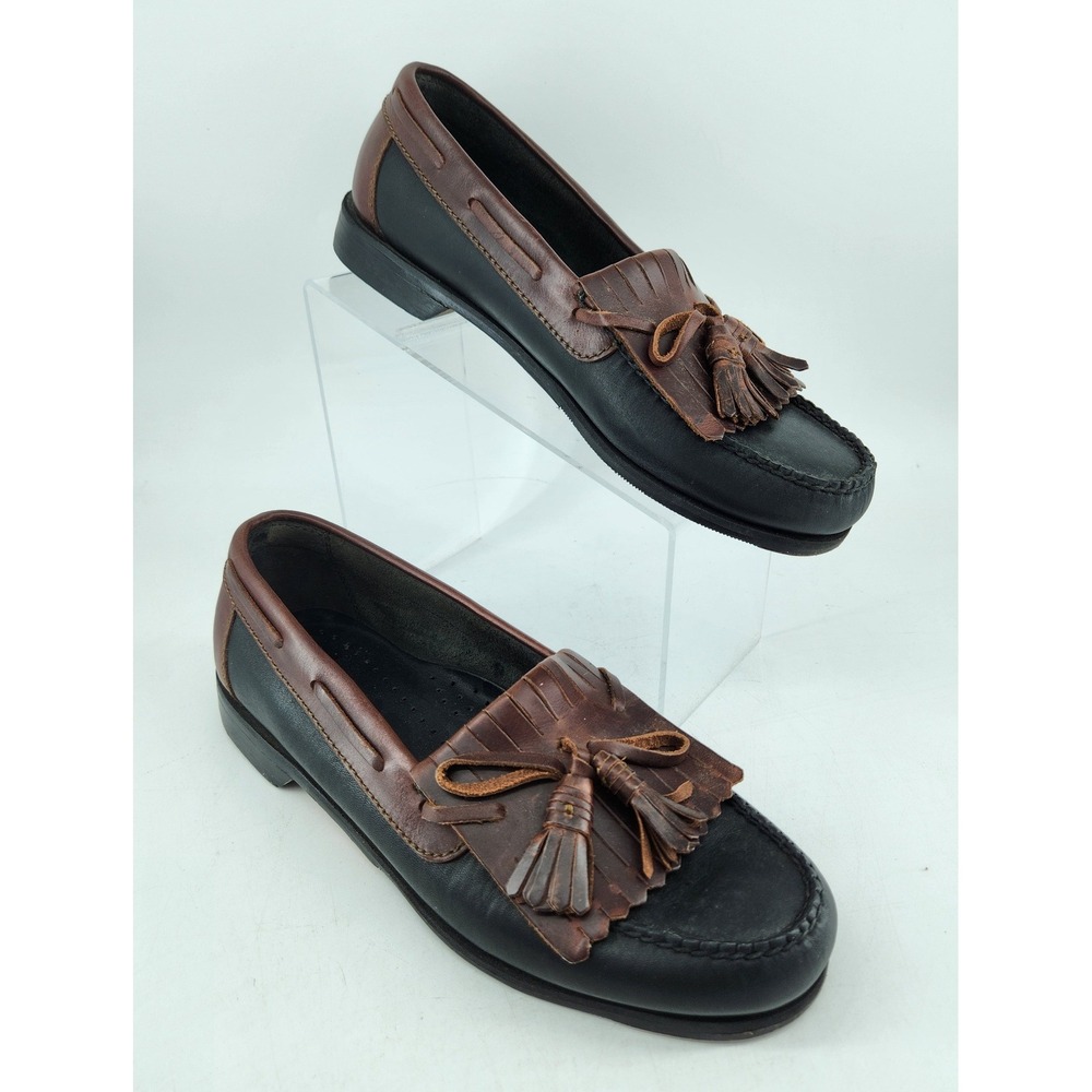 Johnston & Murphy Aragon II Kiltie Tassel Loafers Mens 9.5 M Black Brown Leather